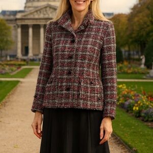 Chico’s black tweed blazer boucle coco winter holiday office 14/16